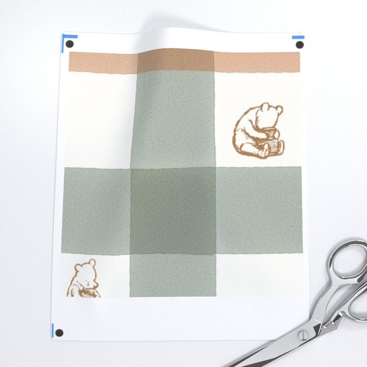 Pooh Gingham Vintage Warm Neutral Winnie The Bear Mustard Gold Nursery Plaid Stripe Check Custom Printed Fabric by Spoonflower Various Fabrics by the Yard or Fat Quarter 13518787
